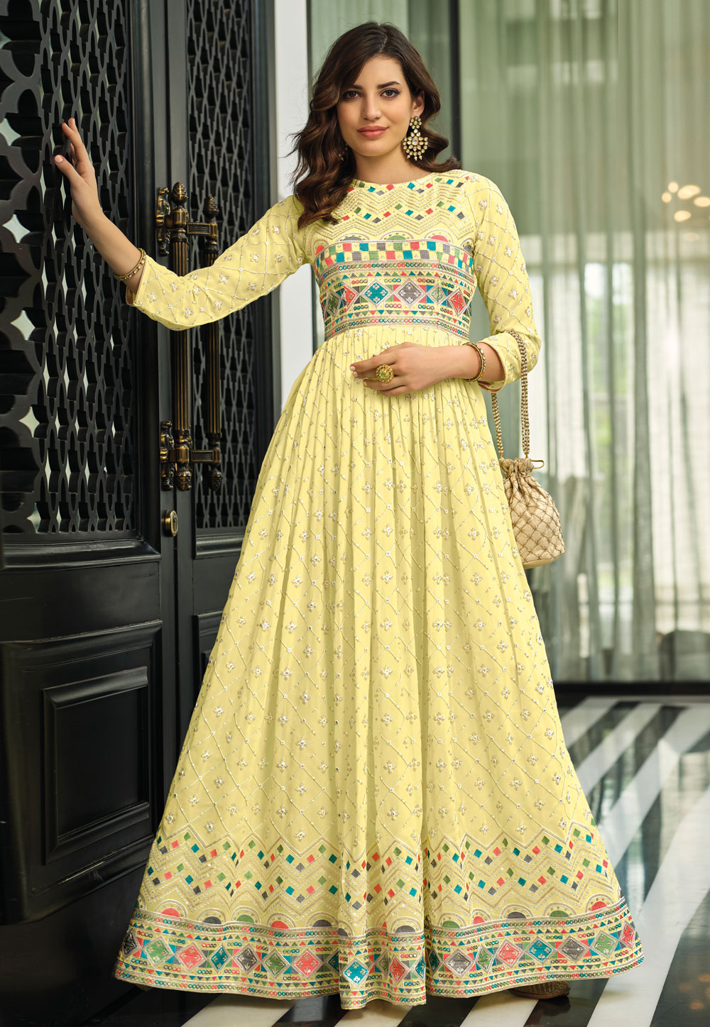 Yellow Georgette Gown 246845