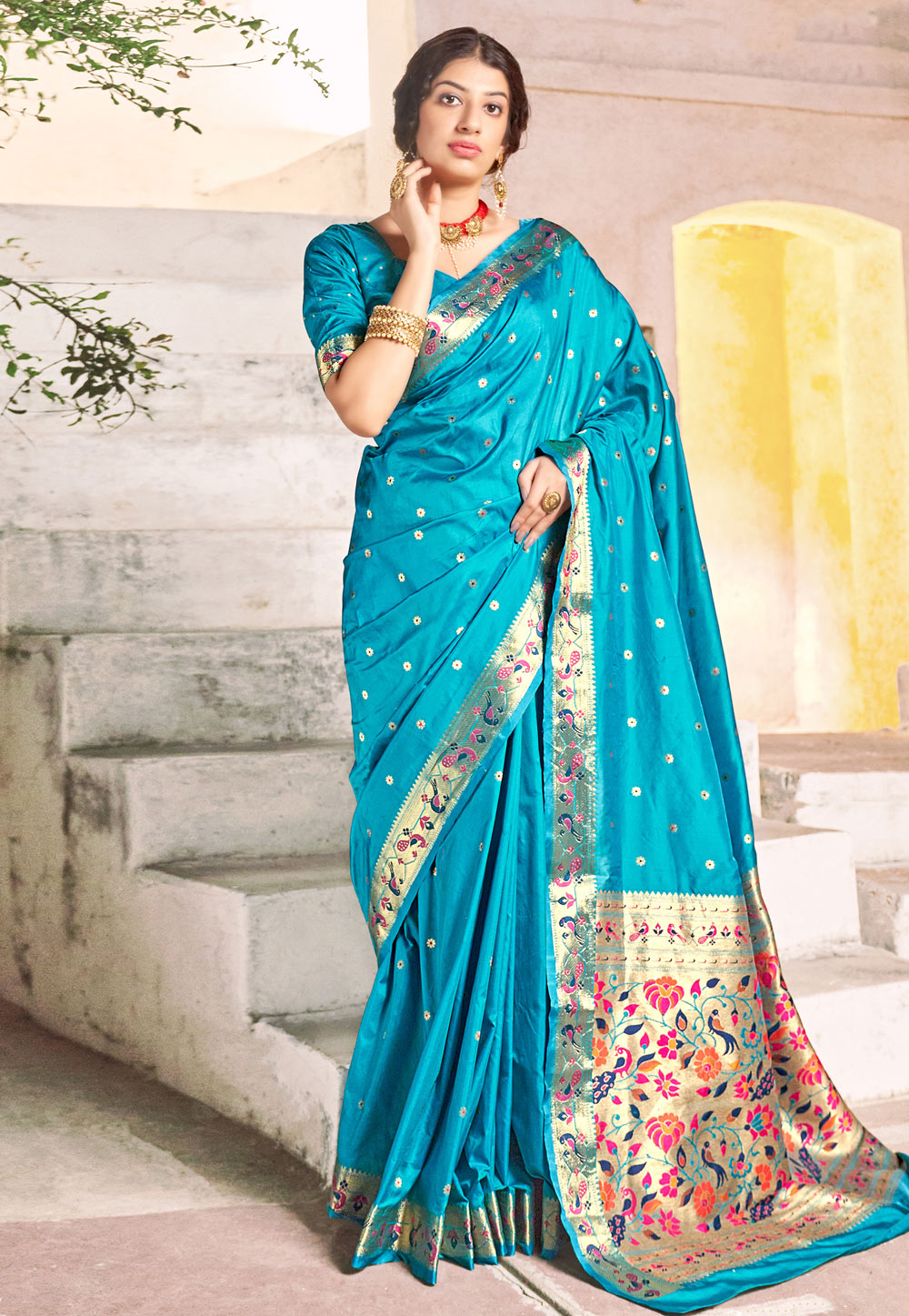 Sky Blue Banarasi Silk Festival Wear Saree 236702