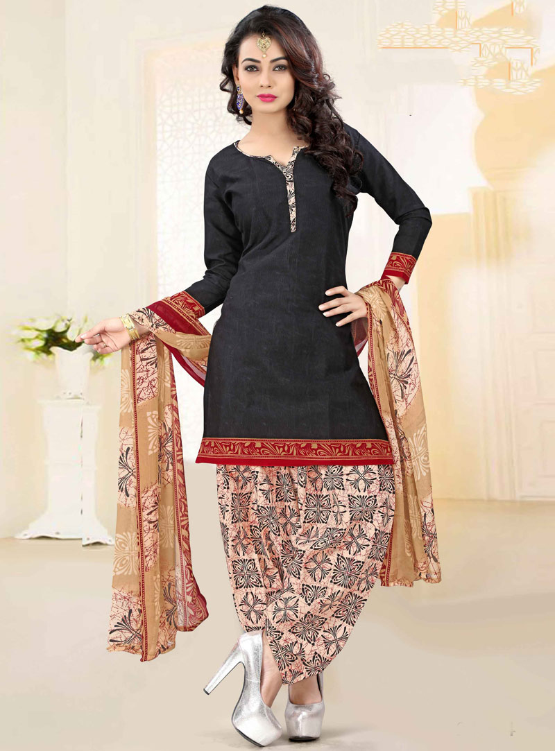 Black Cotton Punjabi Suit 86570