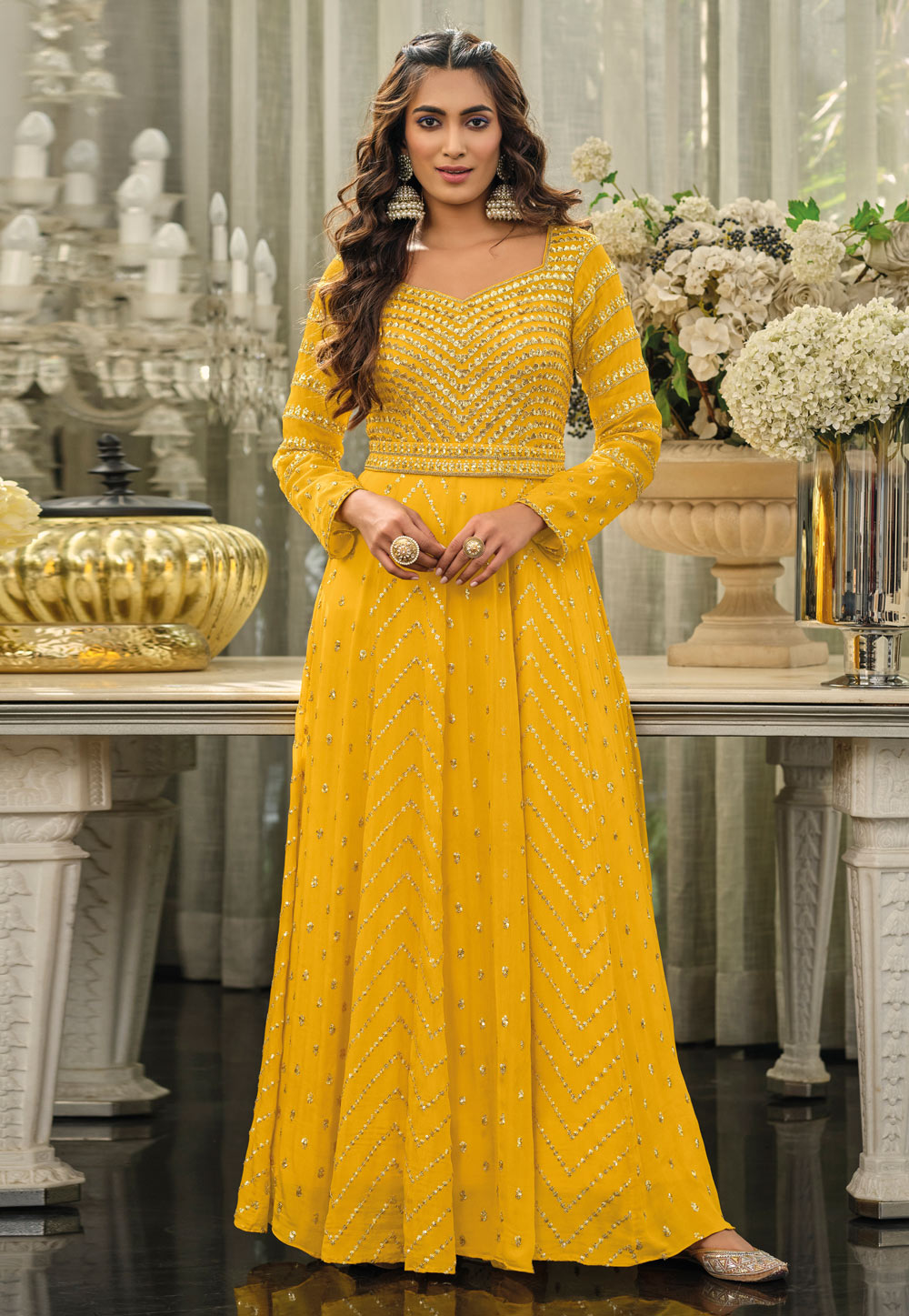 Yellow Georgette Gown 248090
