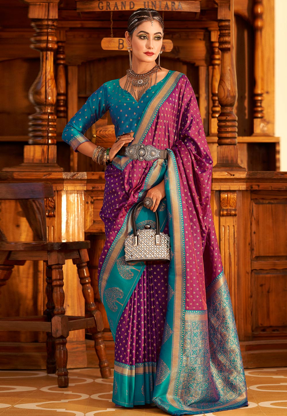 Purple Banarasi Saree 266338