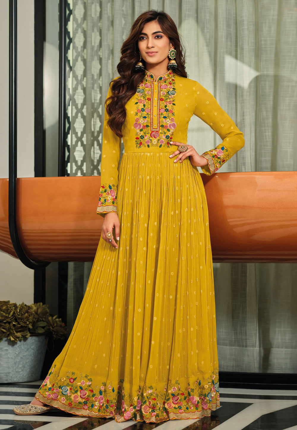 Yellow Georgette Gown 248648