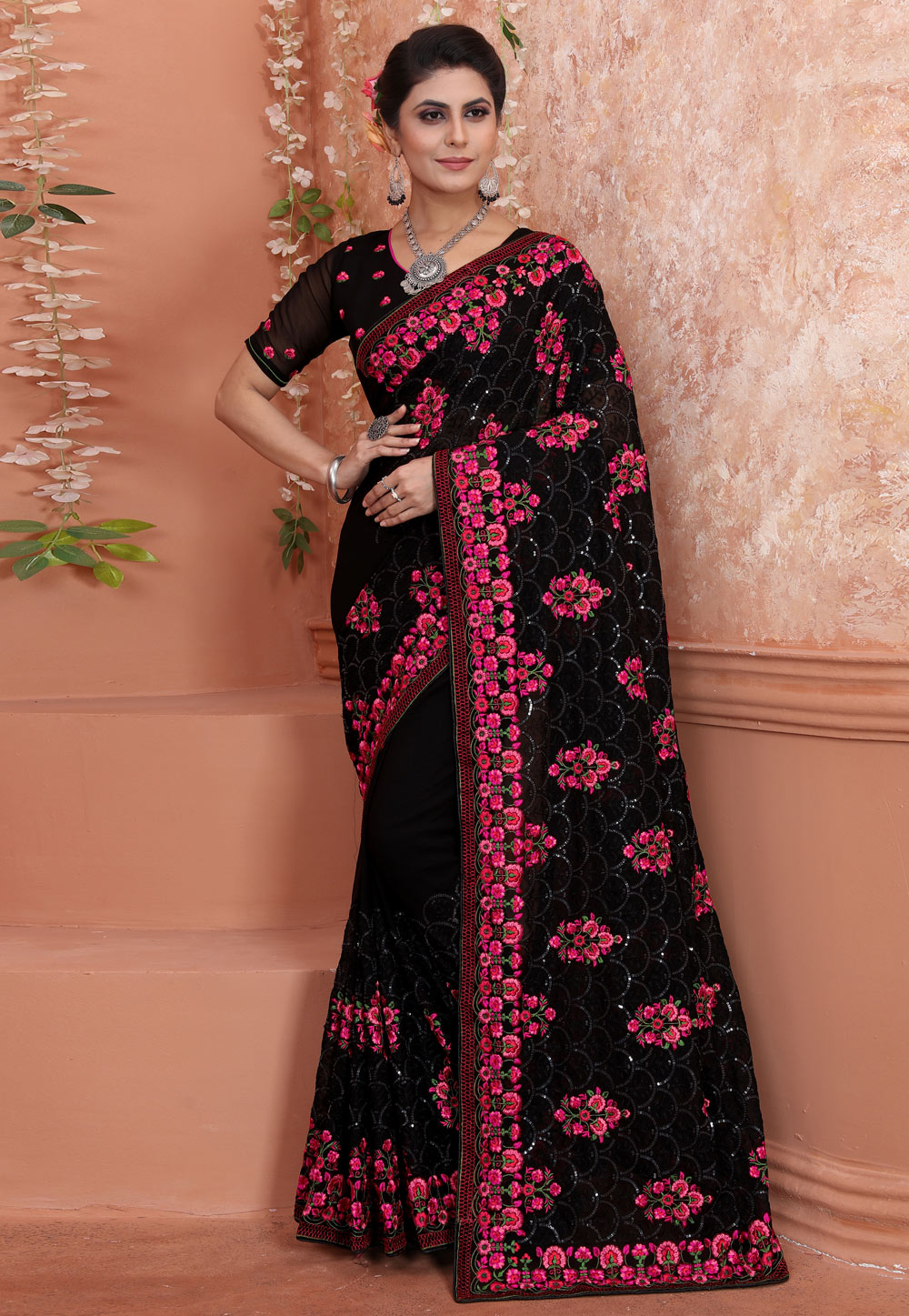 Black Georgette Saree With Blouse 249996