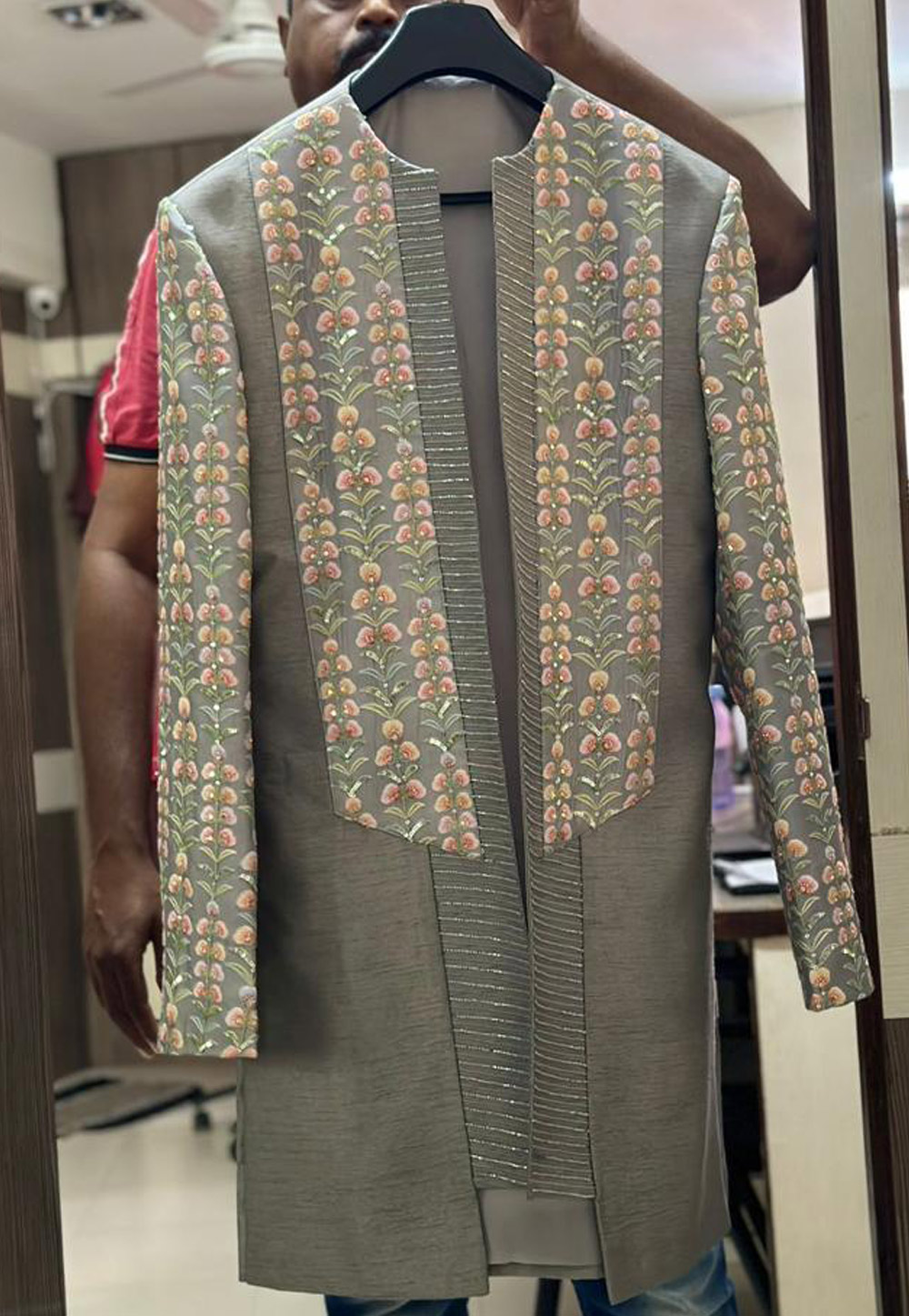 Pink Art Silk Readymade Indo Western Sherwani 146479