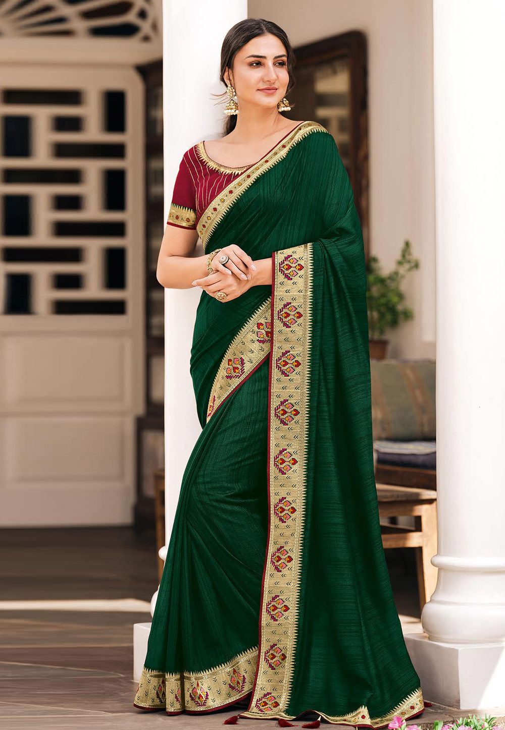 Green Silk Festival Wear Saree 244174