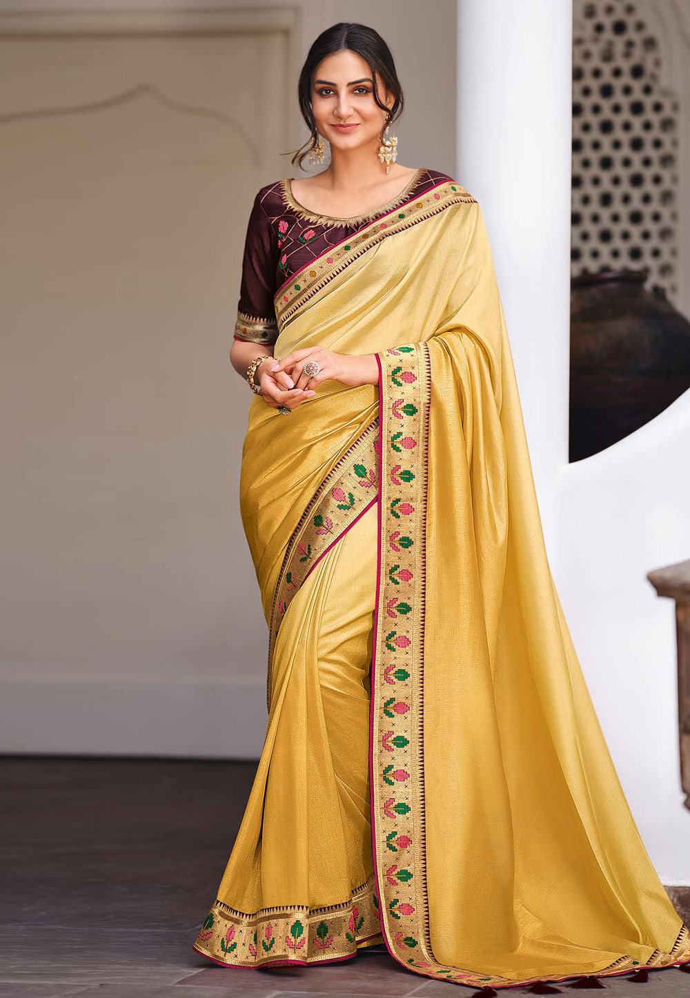 Yellow Silk Saree With Blouse 244177