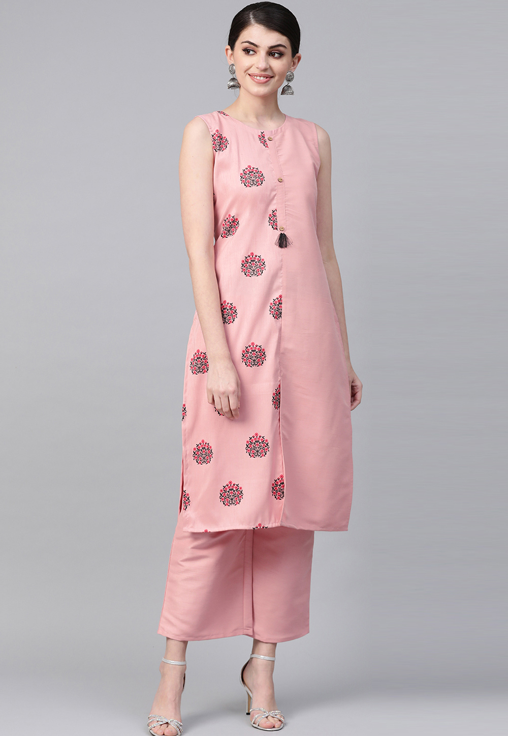 Pink Silk Kurta Set With Palazzo 244140