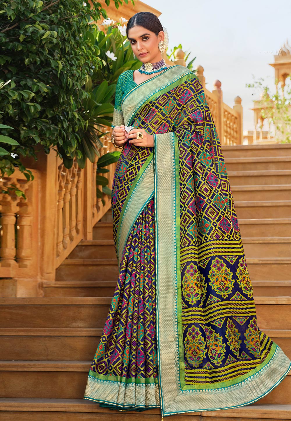 Green Brasso Saree With Blouse 244734
