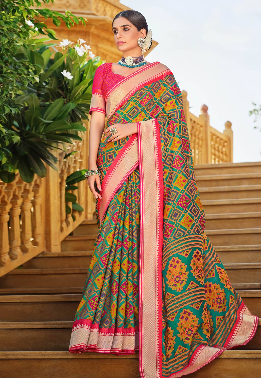 Green Brasso Saree With Blouse 244736