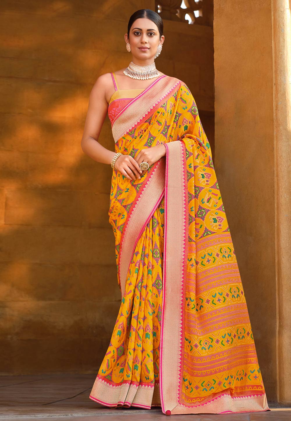 Yellow Brasso Saree With Blouse 244738