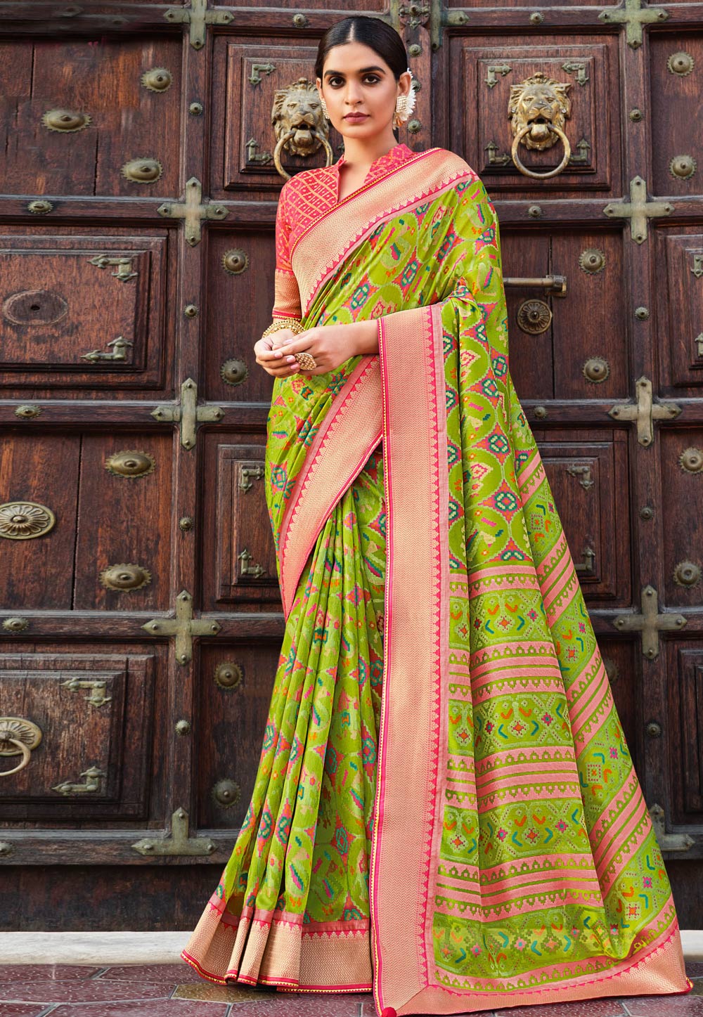Light Green Brasso Saree With Blouse 244742