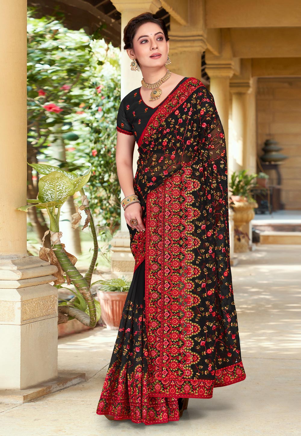 Black Georgette Saree With Blouse 245949