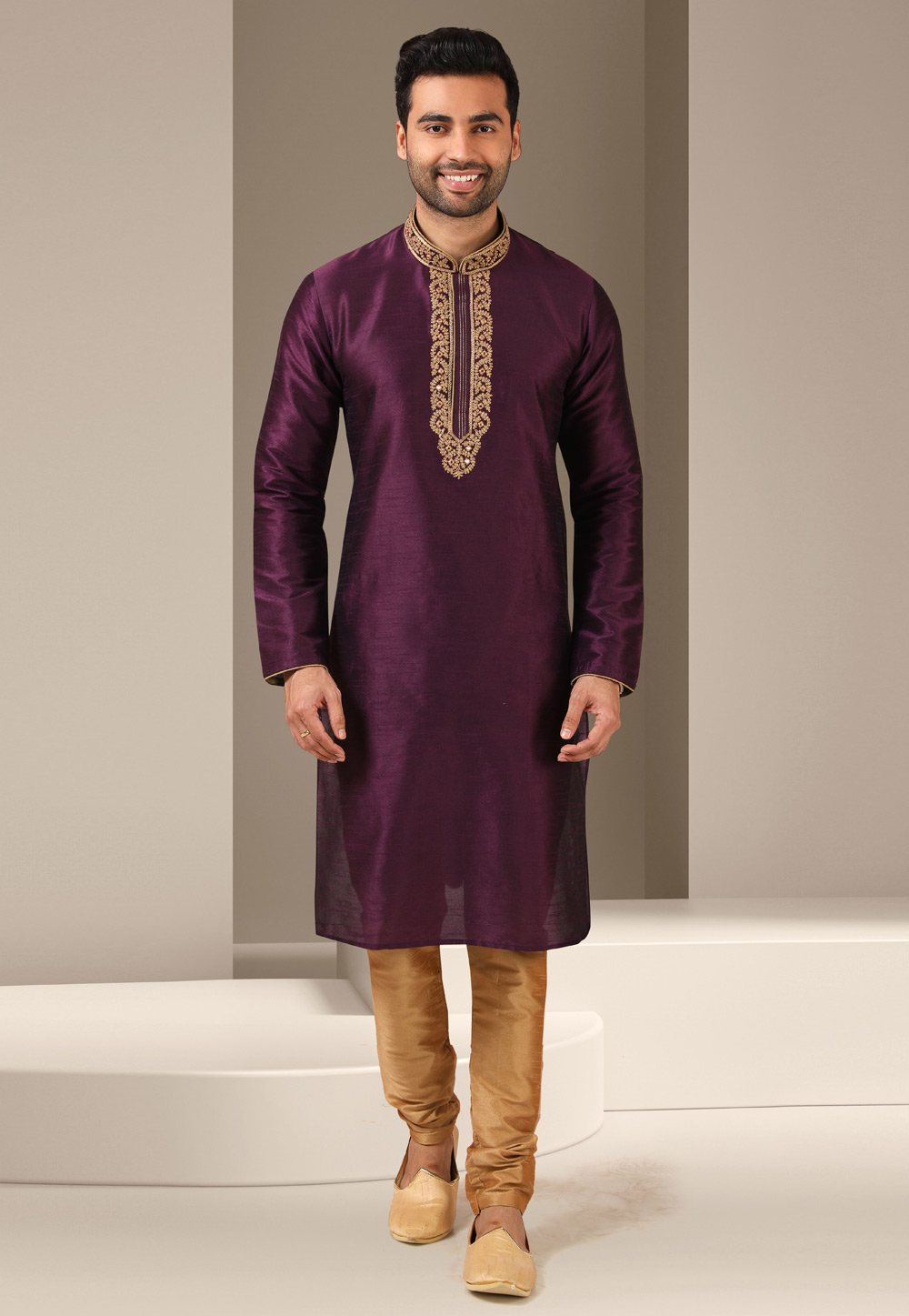Purple Banarasi Kurta Pajama 244711
