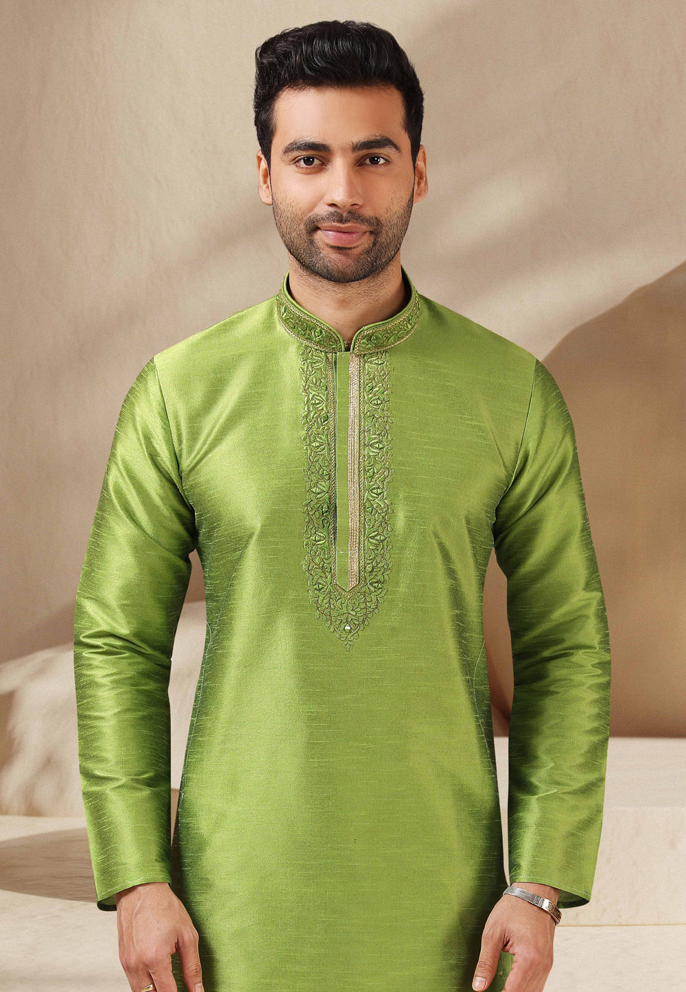 Shop Online Blue Embroidered Mehndi Kurta Pyjama : 269367 - Mens