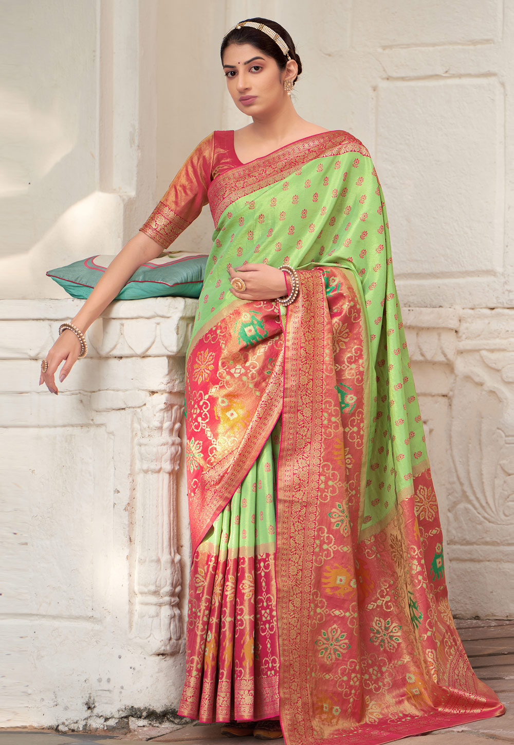Light Green Kanjivaram Silk Saree With Blouse 237212