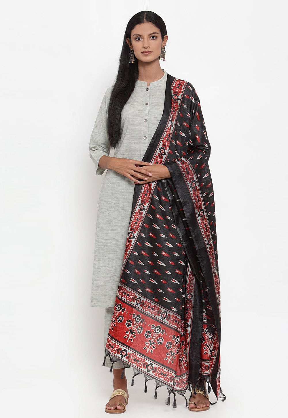 Grey Cotton Readymade Pant Style Suit 216311