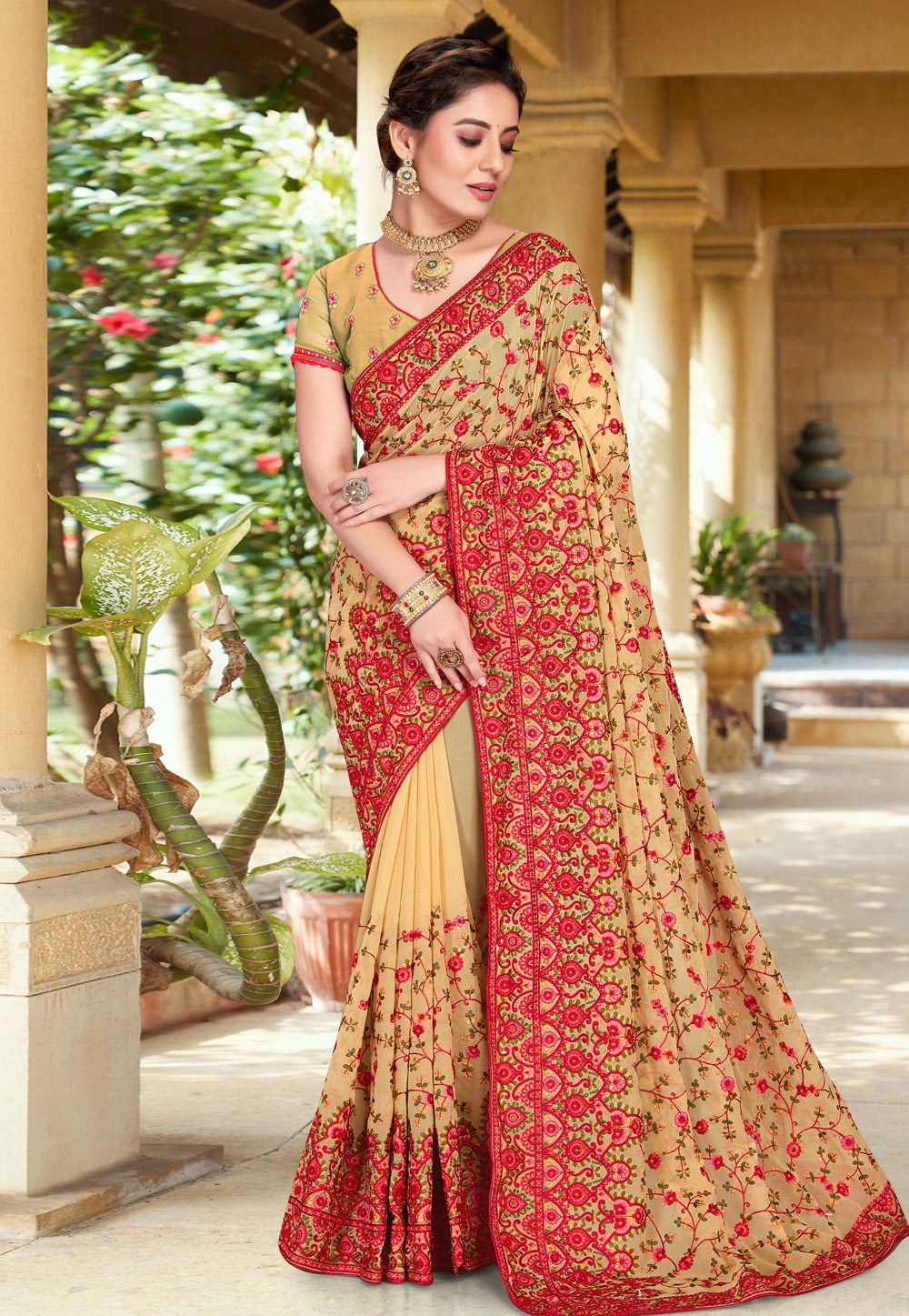 Beige Georgette Saree With Blouse 251047