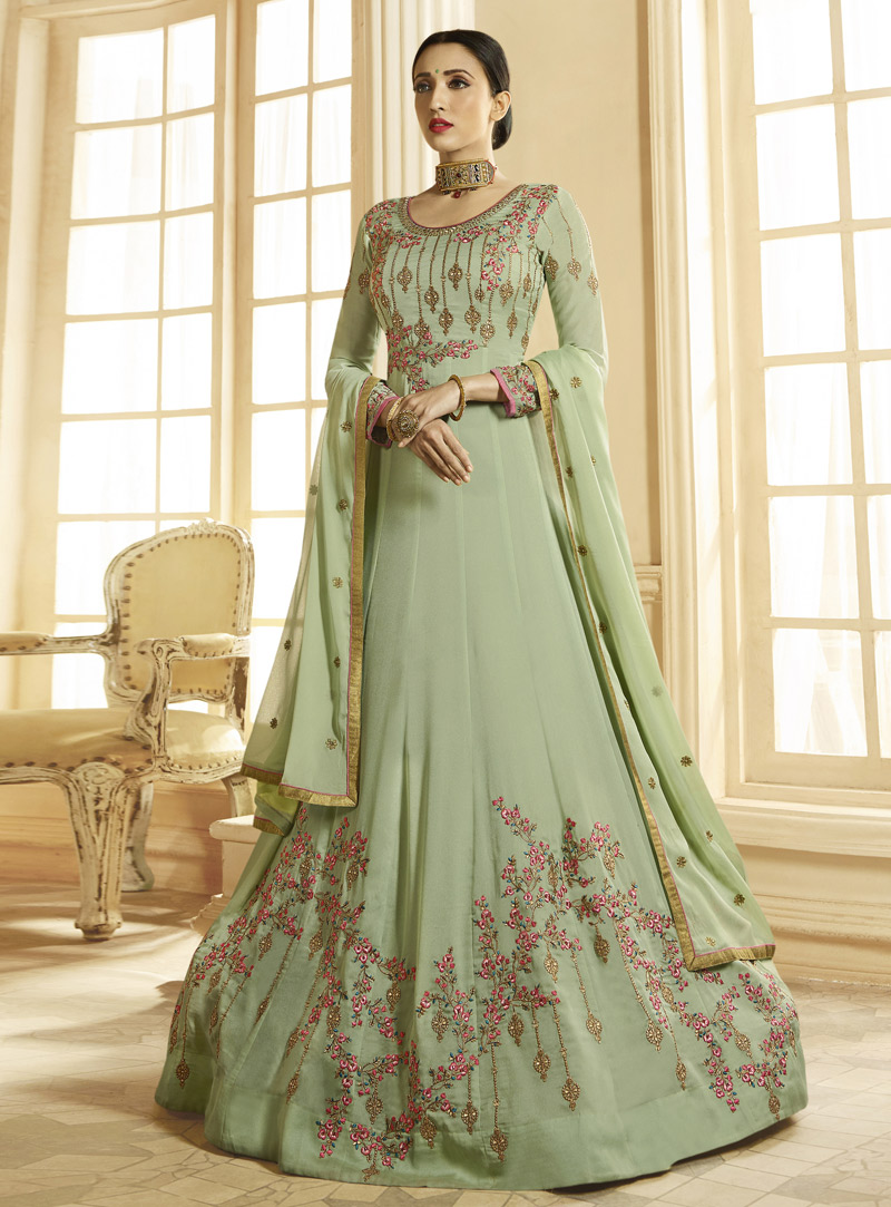 Mint Green Georgette Anarkali Suit 151047
