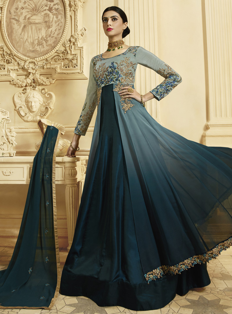 Blue Georgette Anarkali Suit 151051