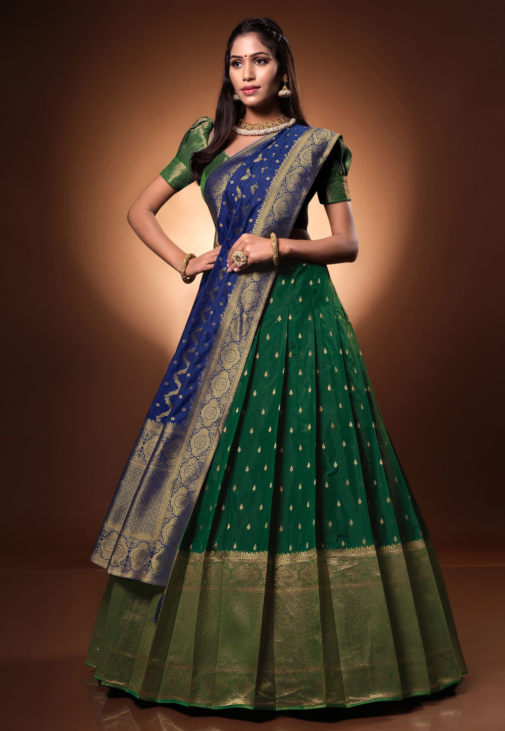 Green Banarasi Silk Lehenga Choli 275238