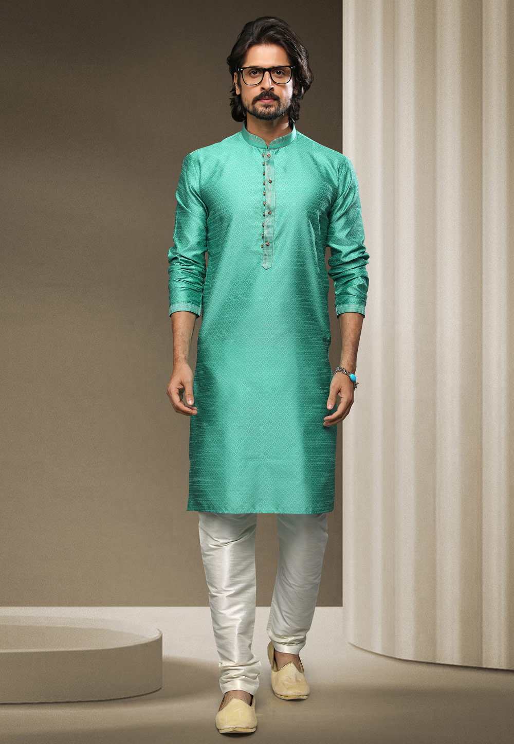 Sea green colour kurta pajama hot sale