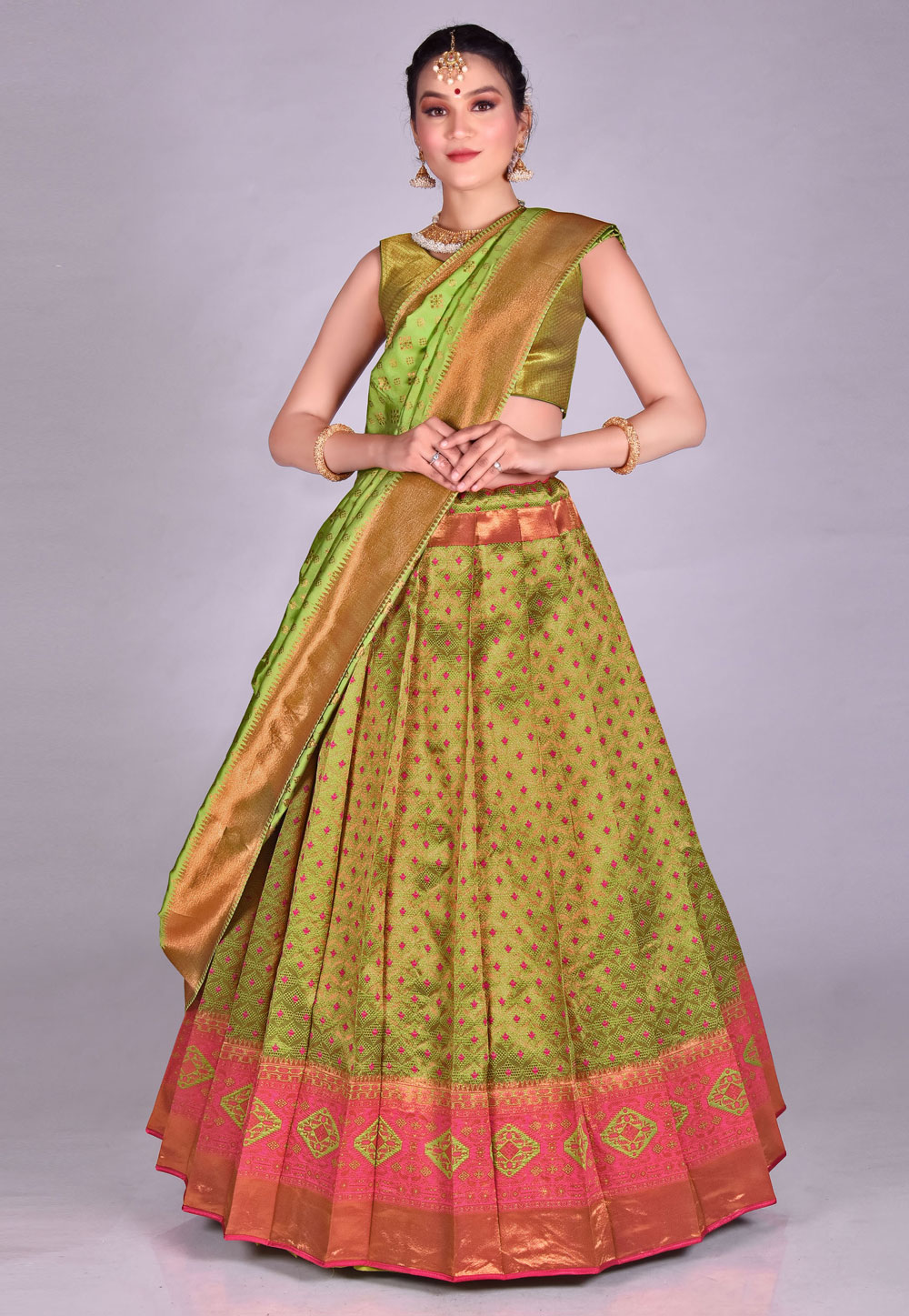 Light Green Banarasi Silk Lehenga Choli 275242
