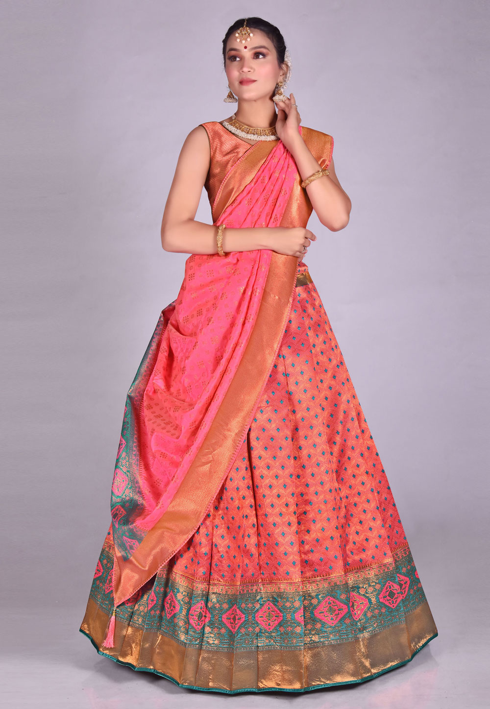 Pink Banarasi Silk Circular Lehenga Choli 275245