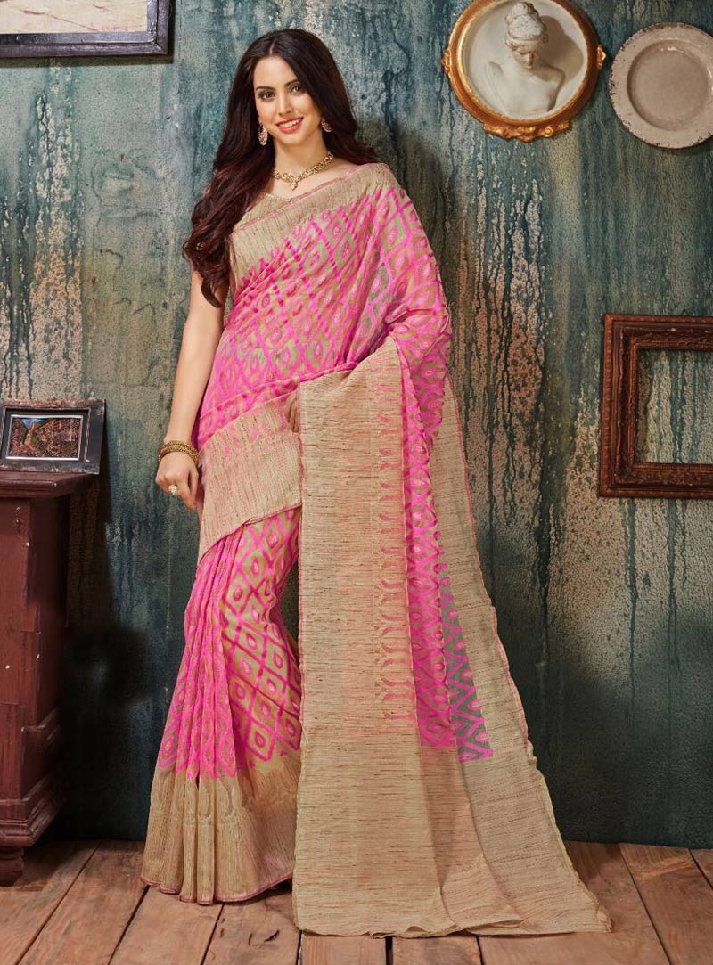 Pink Silk Festival Wear Saree 86026