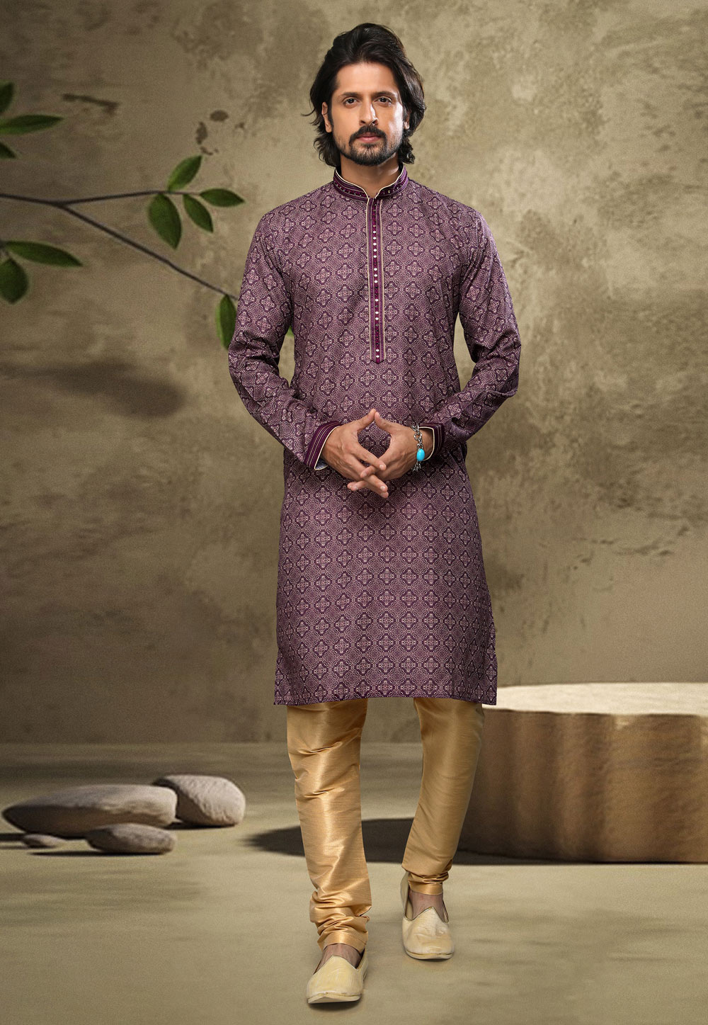 Purple Cotton Kurta Pajama 249153