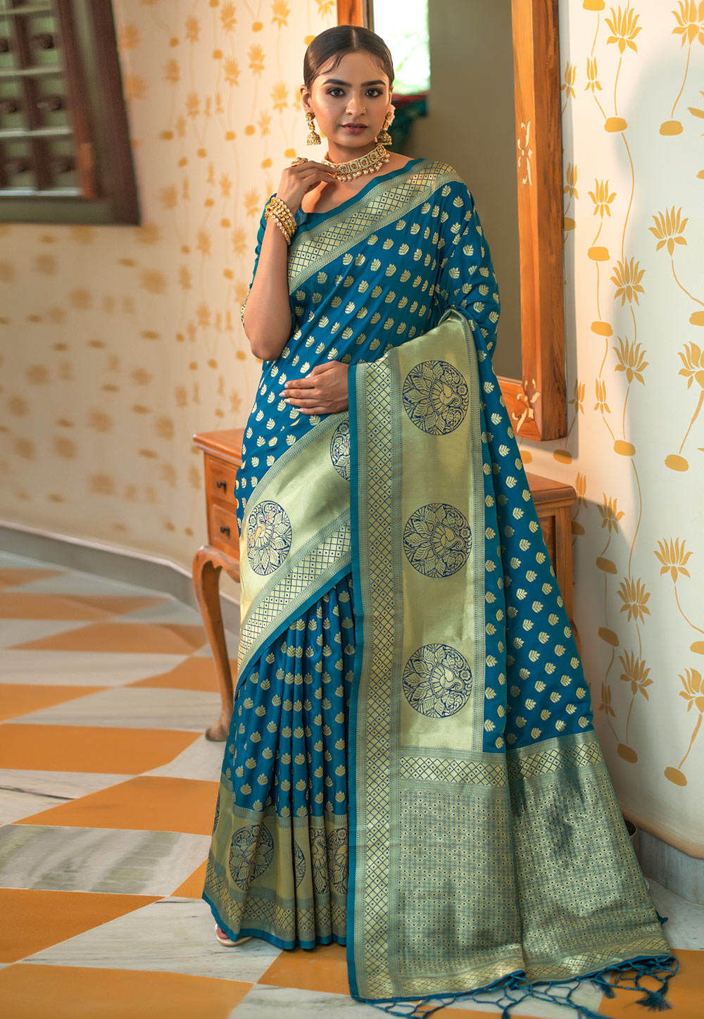 Blue Banarasi Silk Festival Wear Saree 238733