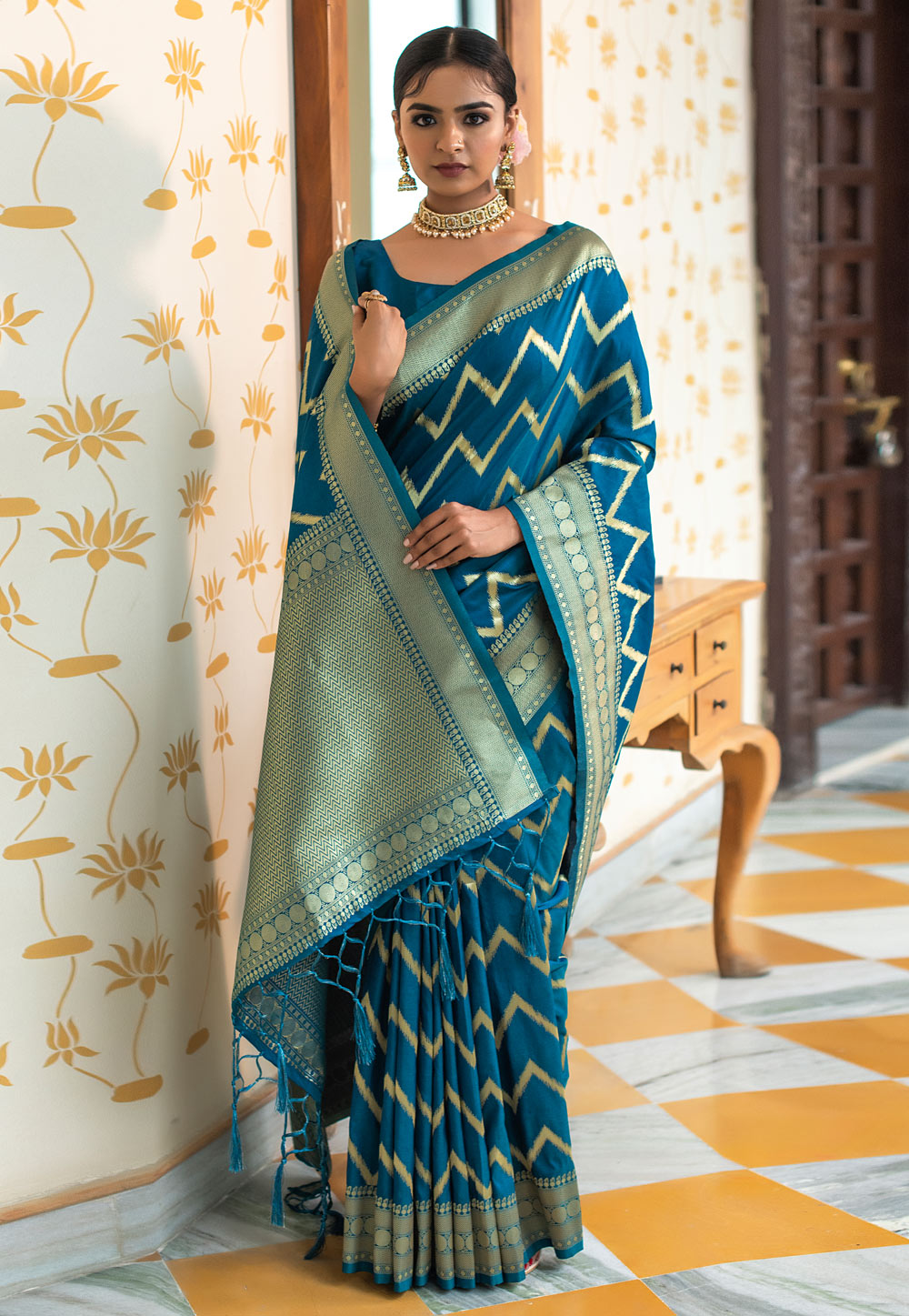 Blue Banarasi Silk Festival Wear Saree 238735