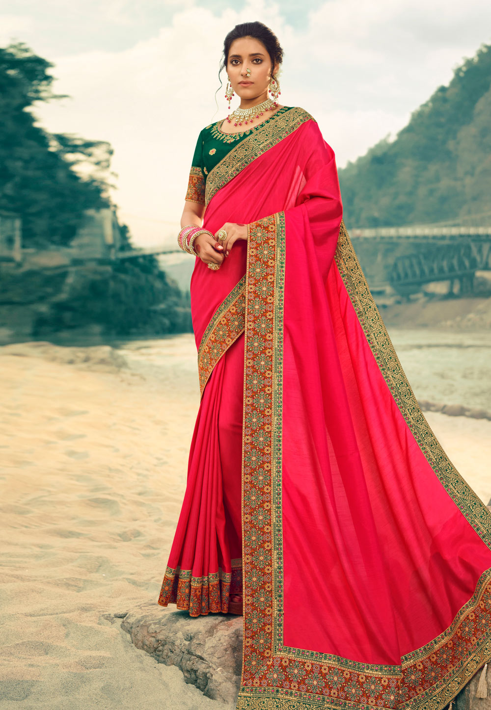 Pink Silk Saree With Blouse 213429