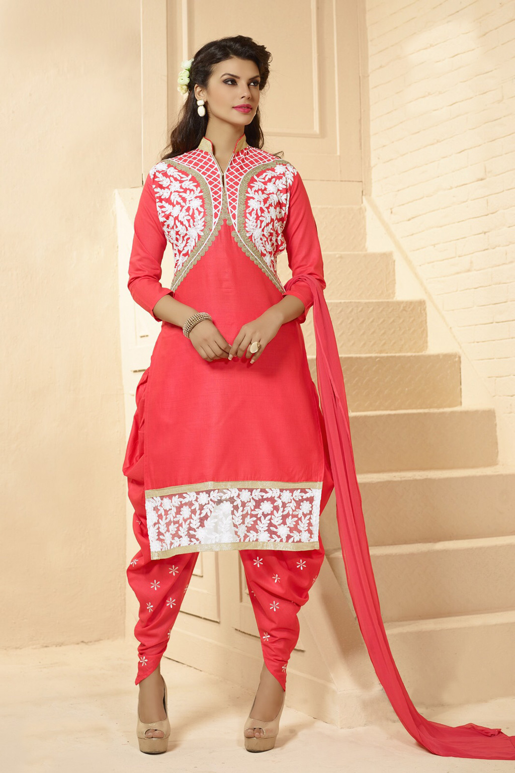 Peach Cotton Punjabi Suit 60317