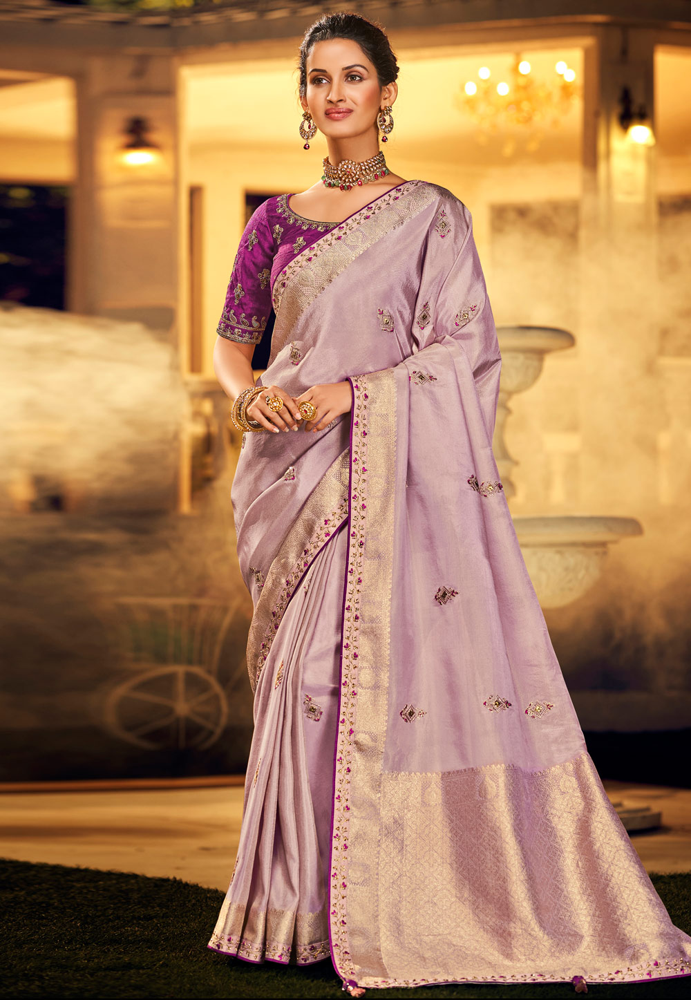 Light Purple Silk Saree With Blouse 238407