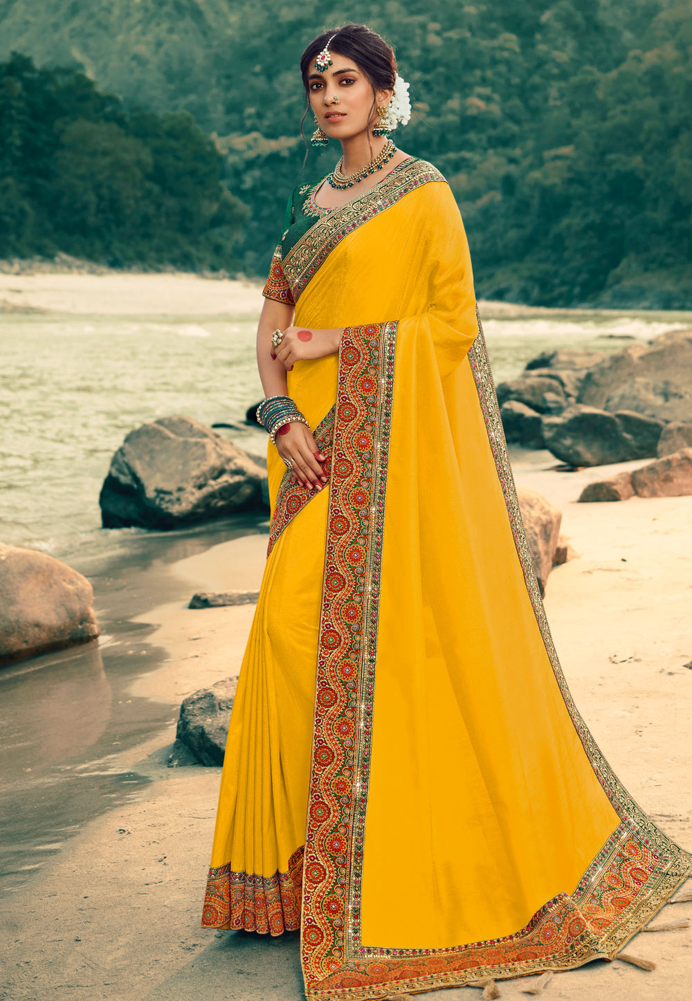 Yellow Silk Festival Wear Saree 213432