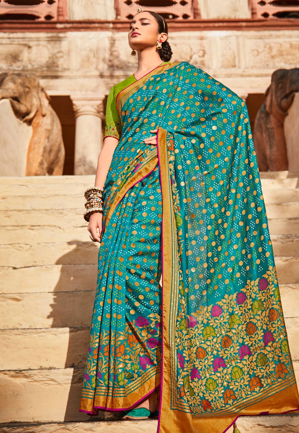 Turquoise Silk Festival Wear Saree 241869