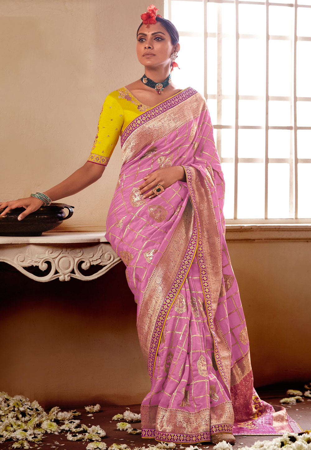 Buy Purple Saree Contrast Blouse for Women Online from India's Luxury  Designers 2023