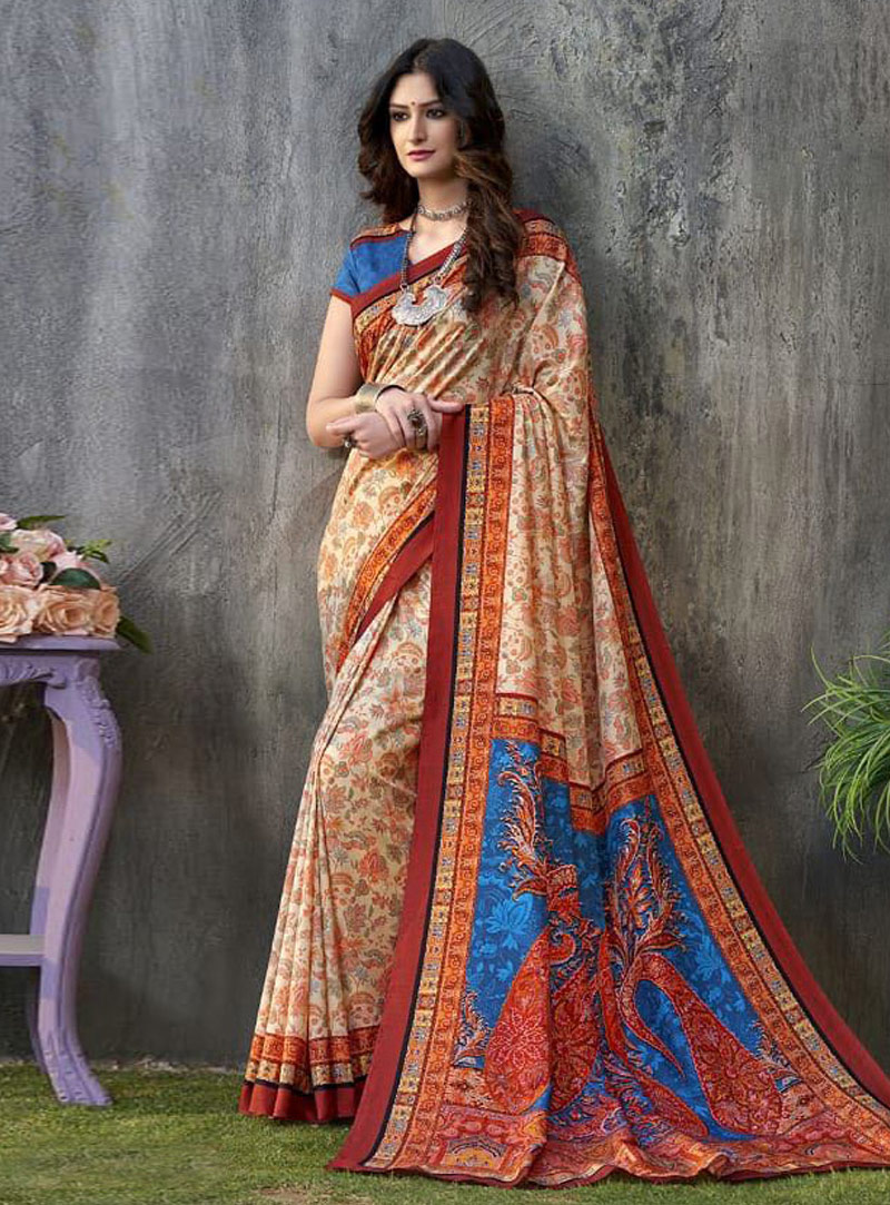 Orange Tussar Silk Saree With Blouse 139992