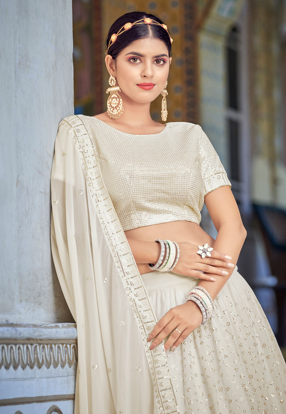 Buy White Lehenga And Blouse Raw & Dupatta Cotton Bridal Set For Women by  Blue Lotus Design Online at Aza Fashions.
