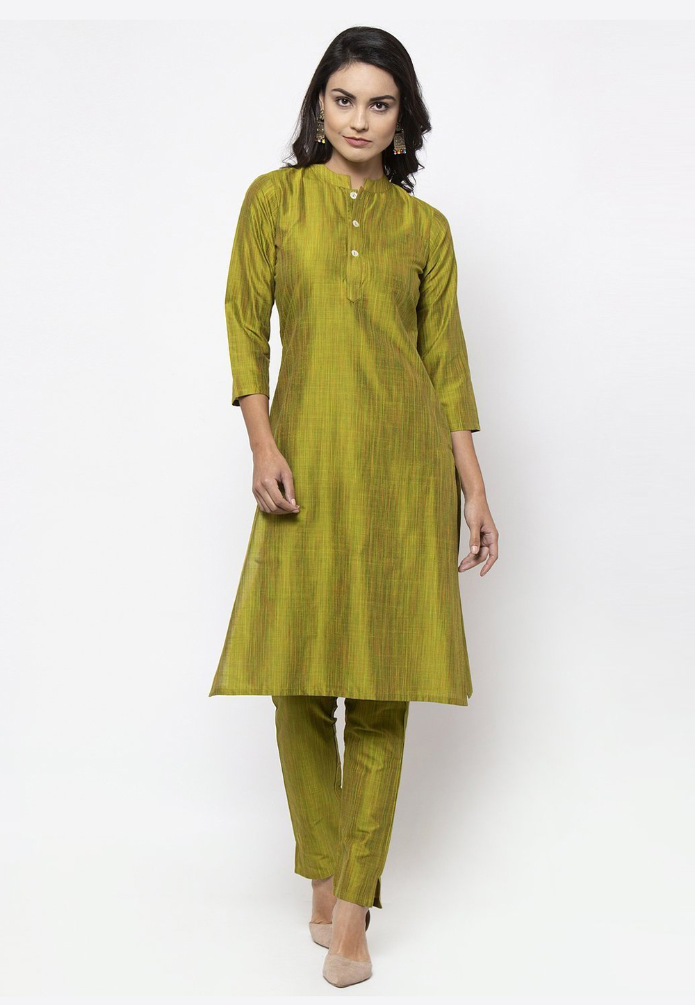 Green Cotton Silk Kurta Set With Pant 216605