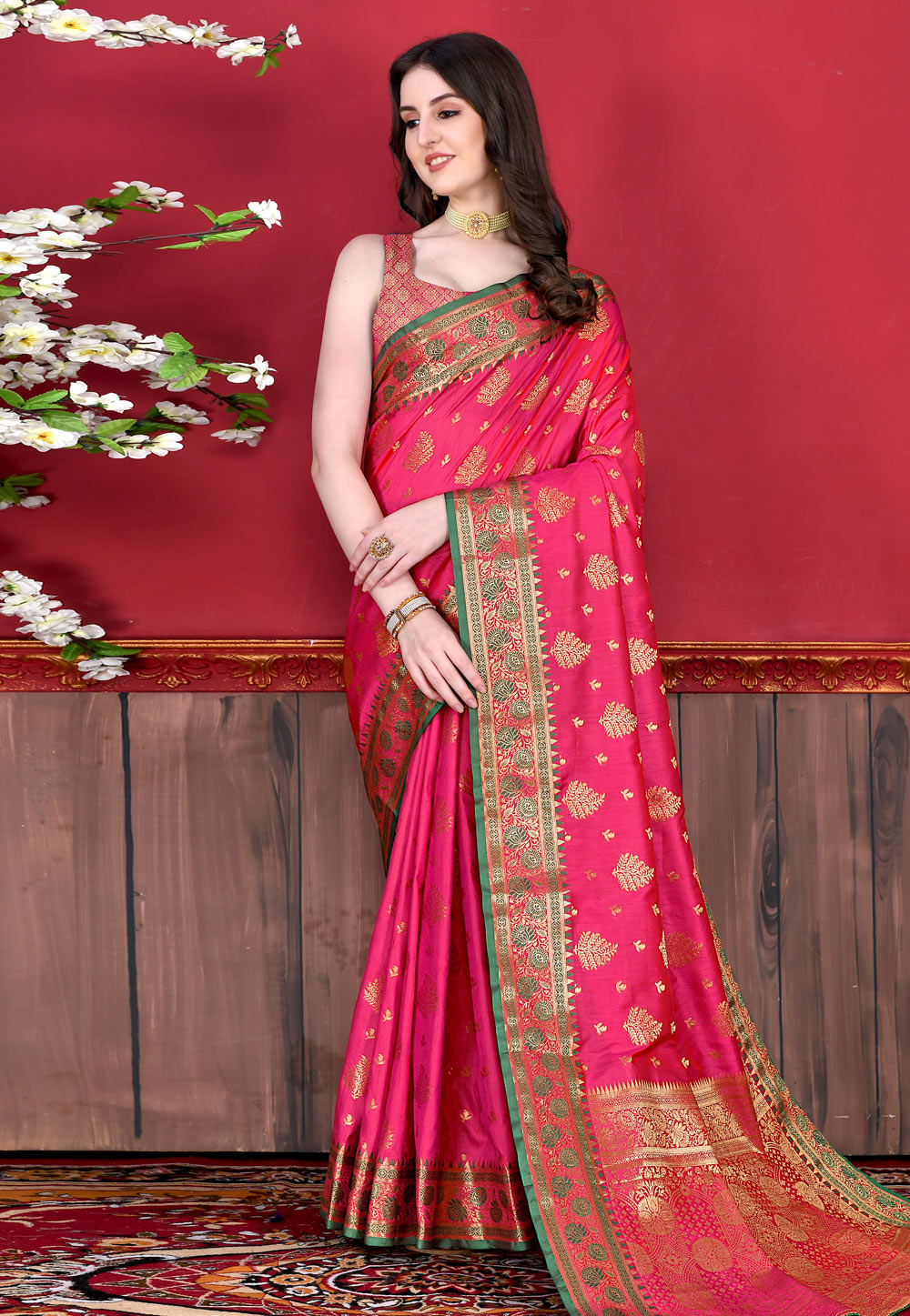 Pink Silk Saree With Blouse 258672