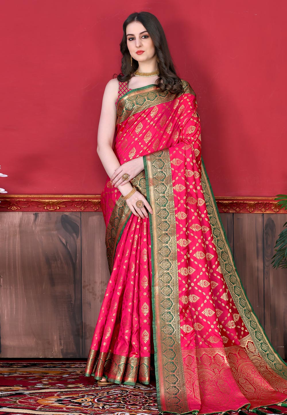 Pink Silk Saree With Blouse 258679