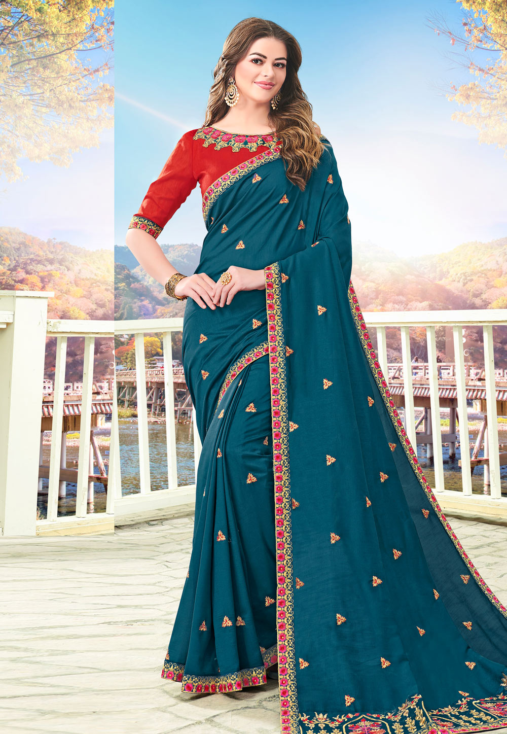 Blue Bhagalpuri Silk Festival Wear Saree 211736