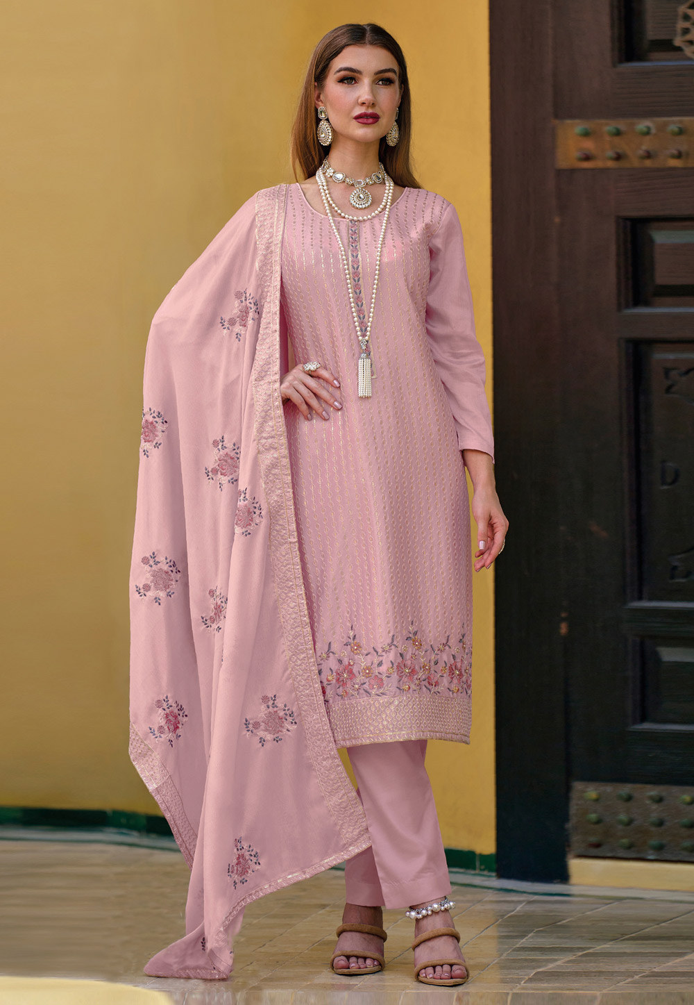 Pink Chinon Pakistani Suit 263167