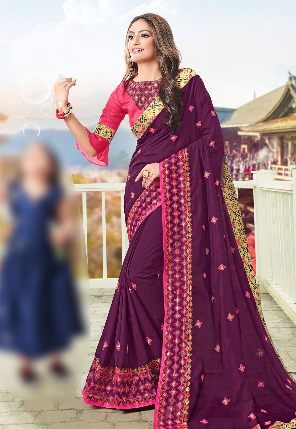 Purple Bhagalpuri Silk Festival Wear Saree 211738