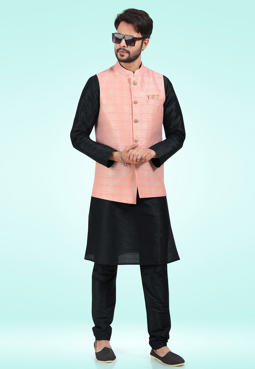 Black Men's Kurta Pajama With Jacket Indian Wedding Wear Kurta Set Party  Wear Reception Wear Traditional Mens Kurta Payjama Kurta for Men - Etsy