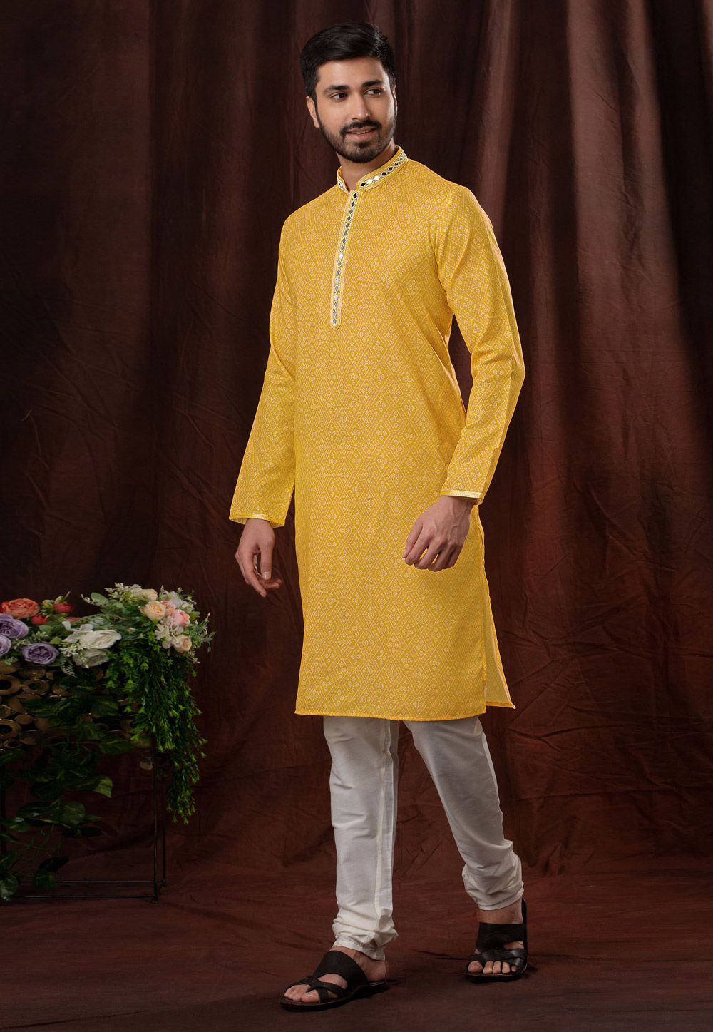 Yellow Cotton Kurta Pajama 257563