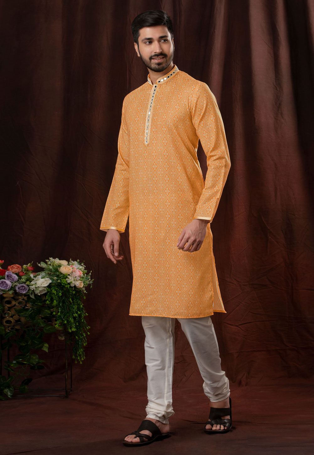 Orange Cotton Kurta Pajama 257565