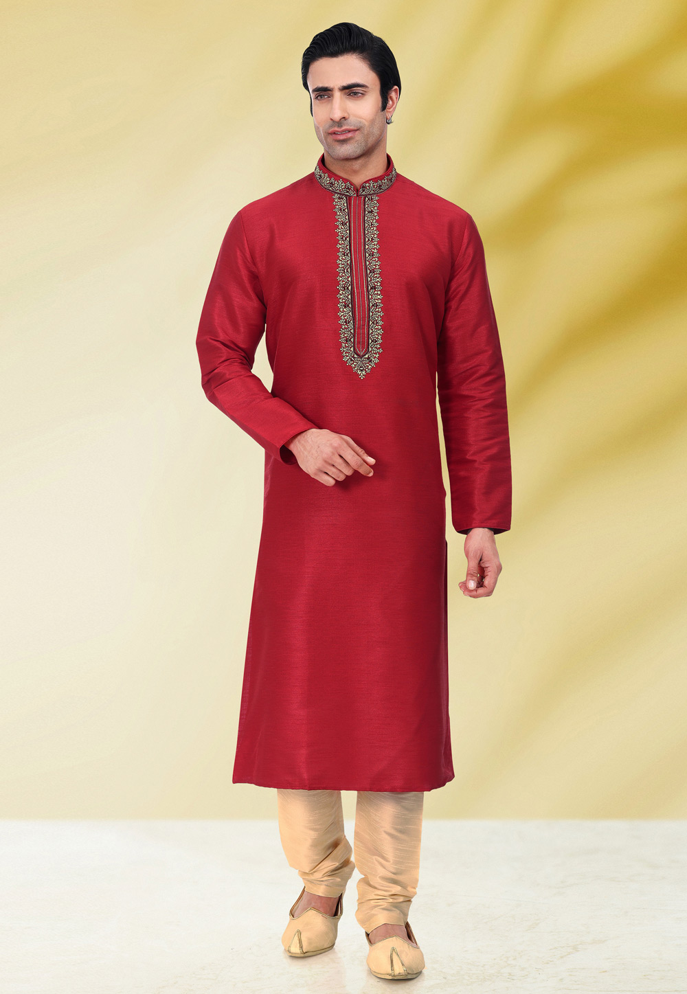 Red Art Silk Kurta Pajama 257983