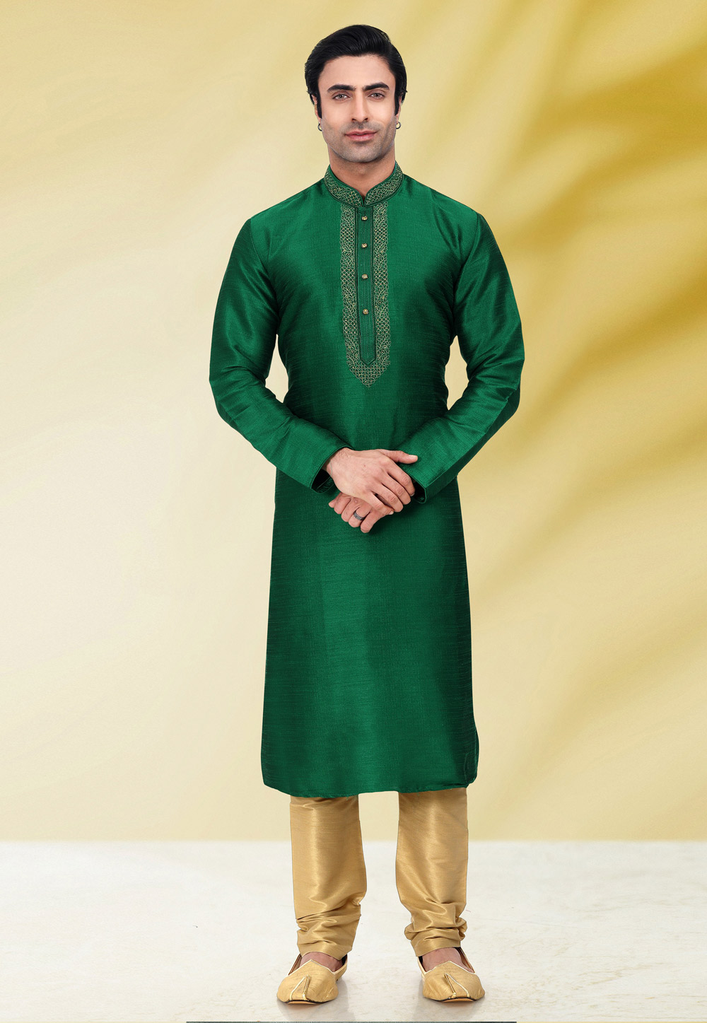 Green Art Silk Kurta Pajama 257985
